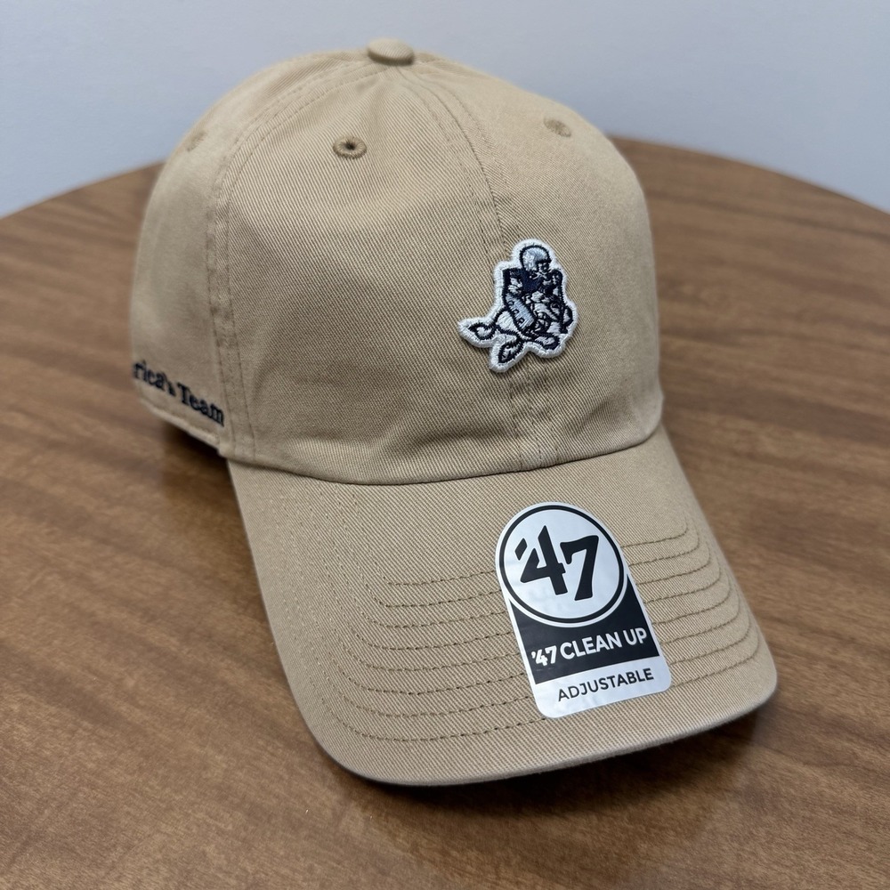 '47 Dallas Cowboys Micro patch Khaki Clean Up Adjustable Strapback Hat‎ Cap NFL